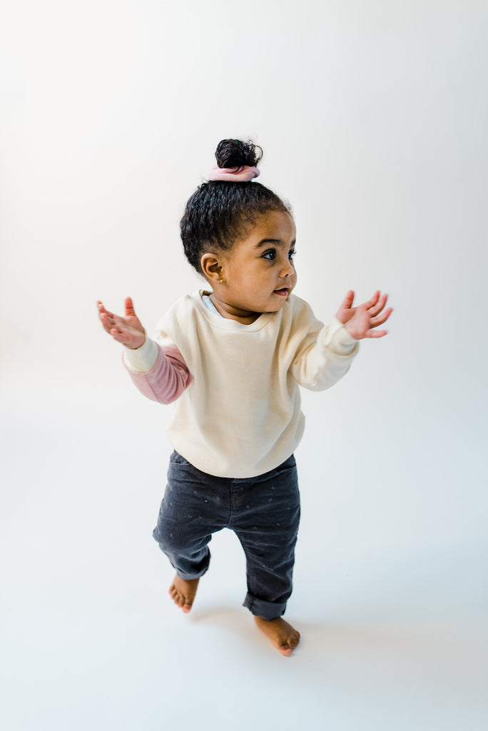 Oversized Asymmetrical Baby Sweater Mauve Arm