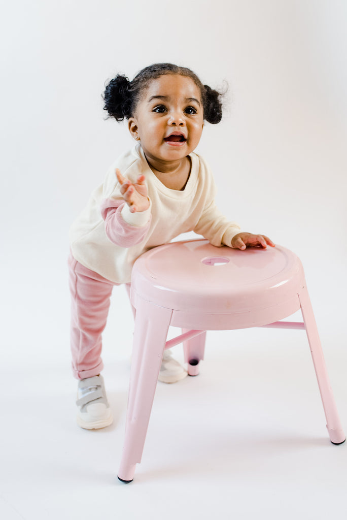 High Waisted Baby Trousers Mauve Velour